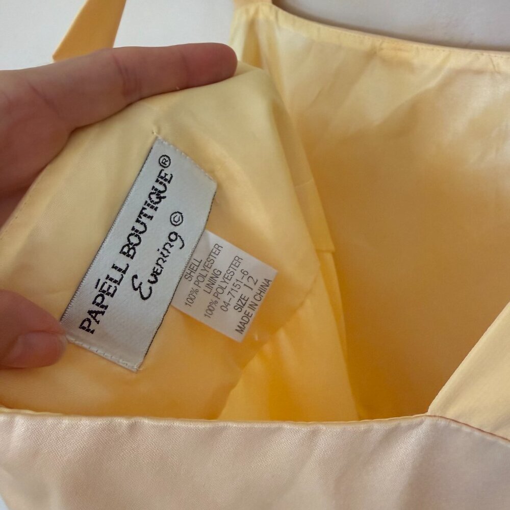 Papell Boutique Yellow Maxi Dress Formal Chiffon Prom Bridesmaid Dress 12 - Picture 5 of 9